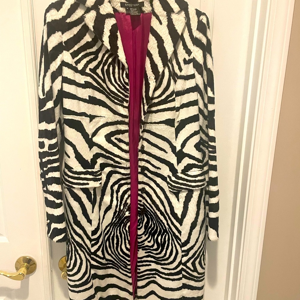 Etcetera zebra coat. Size 4. Perfect condition.